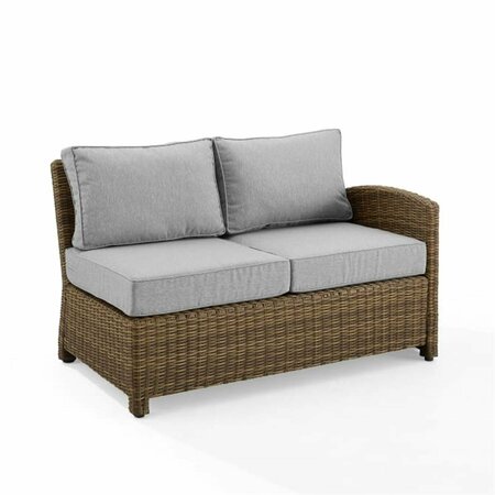 CLAUSTRO 52.75 x 31.50 x 32.50 in. Bradenton Outdoor Wicker Sectional Right Side Loveseat, Gray, Brown CL3042809